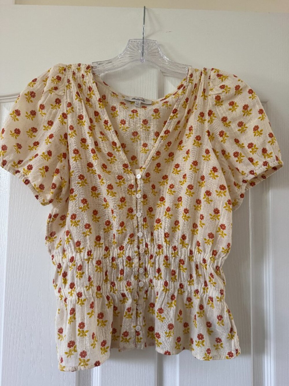 Women’s Madewell Sophia Short Sleeve Top in Wild Calendula Size XXS